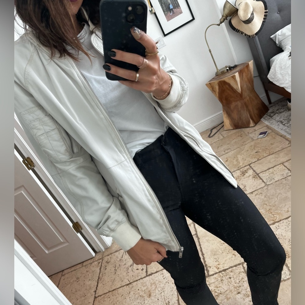 R13 white leather jacket